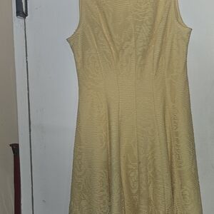 Sandra Darren Light Yellow Textured Midi Dress